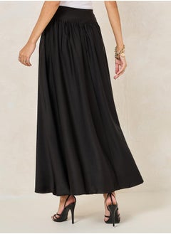 Styli Gathered Waistband Detail A-Line Maxi Skirt  - Image 4