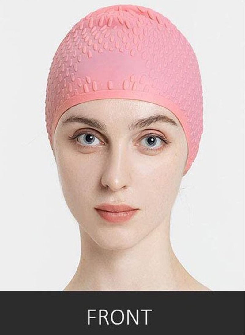 ISHWAZ Pack Of 2 Silicone Swim Cap, 3D Ergonomic Beautiful Design for Men, Girls, Ideal for Curly Short Medium Long Hair, Protects Hair from Chlorine, Bacteria, Sand in the Water, Odorless And Comfortable  - Image 4