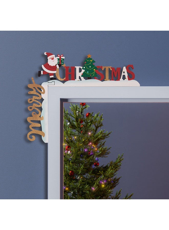 VUCATIN قطعتان من زينة عيد الميلاد، إطار باب خشبي، ديكورات جدارية، زينة جدارية لخزانة المنزل، إطار باب عيد الميلاد - Image 4