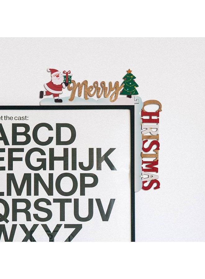 VUCATIN قطعتان من زينة عيد الميلاد، إطار باب خشبي، ديكورات جدارية، زينة جدارية لخزانة المنزل، إطار باب عيد الميلاد - Image 3