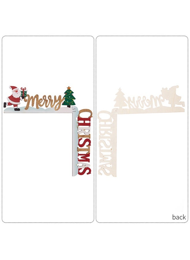 VUCATIN قطعتان من زينة عيد الميلاد، إطار باب خشبي، ديكورات جدارية، زينة جدارية لخزانة المنزل، إطار باب عيد الميلاد - Image 5