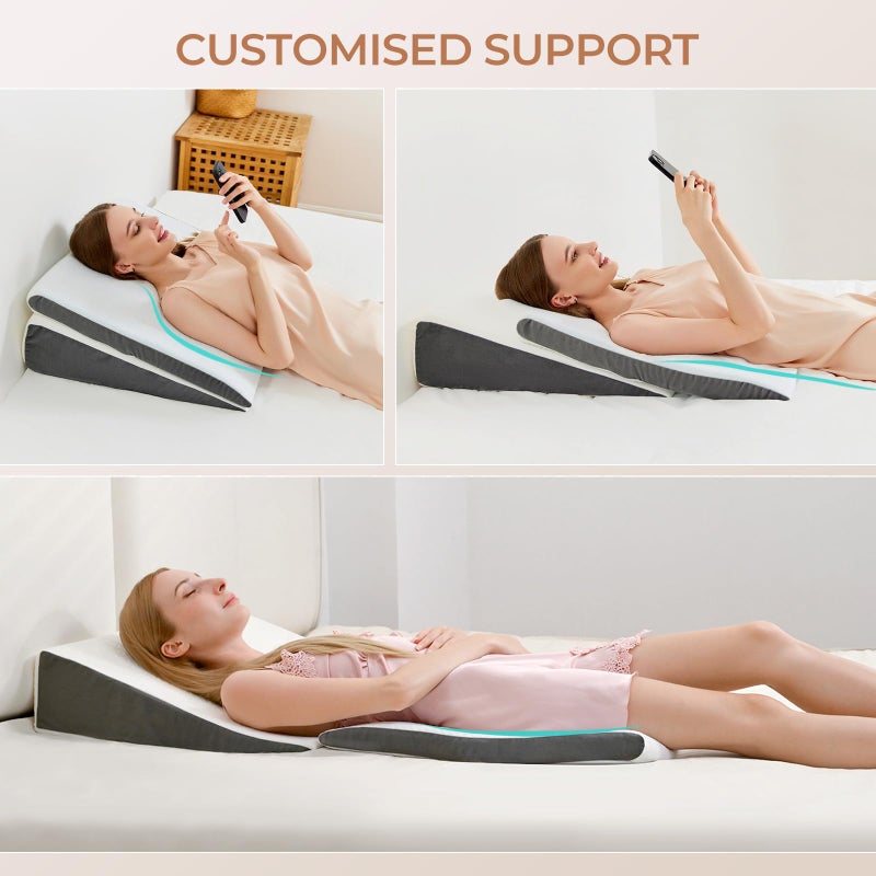 Vekkia 2PCS Wedge Pillow for Sleep Apnea,Wedge Pillow for Acid Reflux,Independent Memory Foam for Sleeping,Back Pain,Gerd,Heartburn,Snoring,Triangle Elevated Pillow for After Surgery/Leg/Neck - Image 5