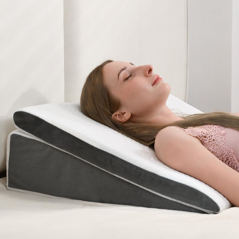 Vekkia 2PCS Wedge Pillow for Sleep Apnea,Wedge Pillow for Acid Reflux,Independent Memory Foam for Sleeping,Back Pain,Gerd,Heartburn,Snoring,Triangle Elevated Pillow for After Surgery/Leg/Neck - Image 1