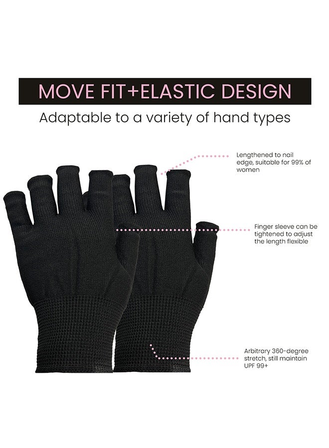 إيلهو قفازات الأشعة فوق البنفسجية لمصباح الأظافر جل ، قفازات حماية الأشعة فوق البنفسجية المهنية لعمليات تجميل الأظافر ، العناية بالبشرة Nail Art قفاز مضاد للأشعة فوق البنفسجية بدون أصابع يحمي اليدين من أضرار الأشعة فوق البنفسجية - Image 3