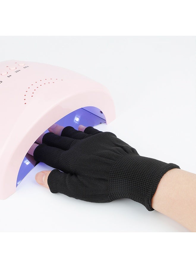 إيلهو قفازات الأشعة فوق البنفسجية لمصباح الأظافر جل ، قفازات حماية الأشعة فوق البنفسجية المهنية لعمليات تجميل الأظافر ، العناية بالبشرة Nail Art قفاز مضاد للأشعة فوق البنفسجية بدون أصابع يحمي اليدين من أضرار الأشعة فوق البنفسجية - Image 5