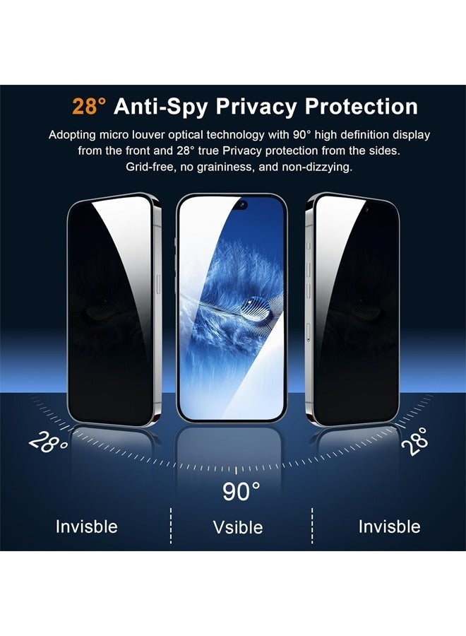 Glass [3+3 عبوة] واقي شاشة خصوصية لجهاز آيفون 15 برو [6.1 بوصة] مع مجموعة واقي عدسة الكاميرا، زجاج مقسى مضاد للتجسس، صلابة 9H، عالي الدقة، خالي من الفقاعات، مقاوم للخدوش - Image 3