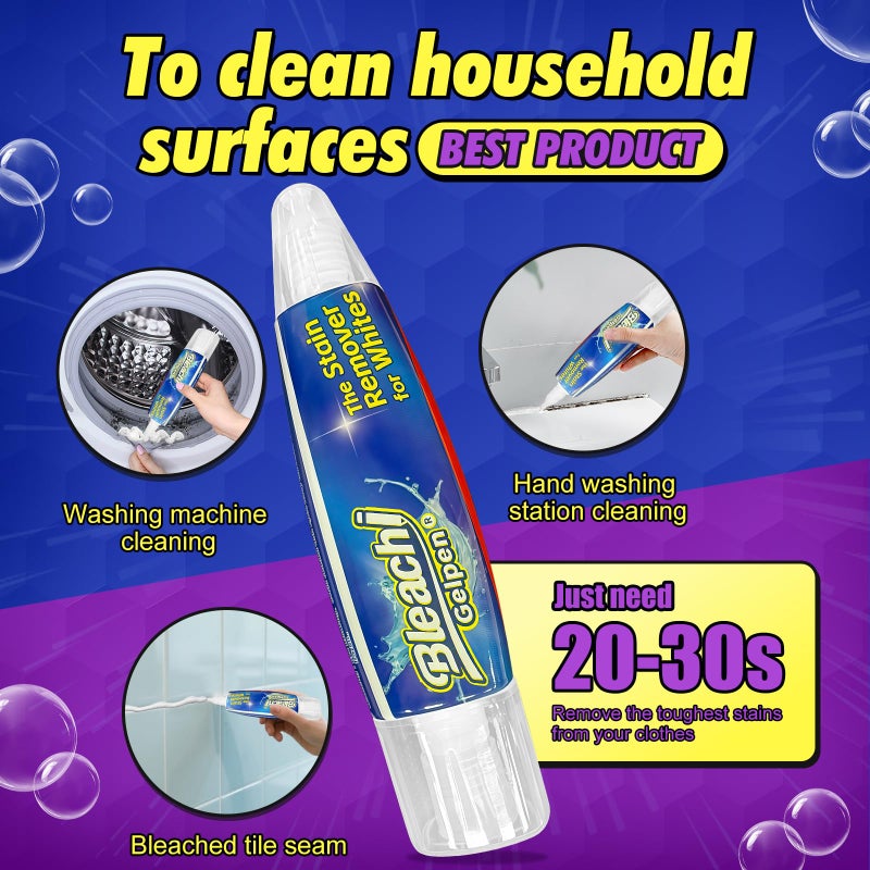 قلم مبيض للملابس، قلم مبيض، قلم مزيل للبقع، تصميم DIY مبيض للملابس، ملحقات السفر، يزيل البقع على الفور، أبيض لؤلؤي (1.89 أونصة سائلة (عبوة من 1)، ليمون) - Image 3