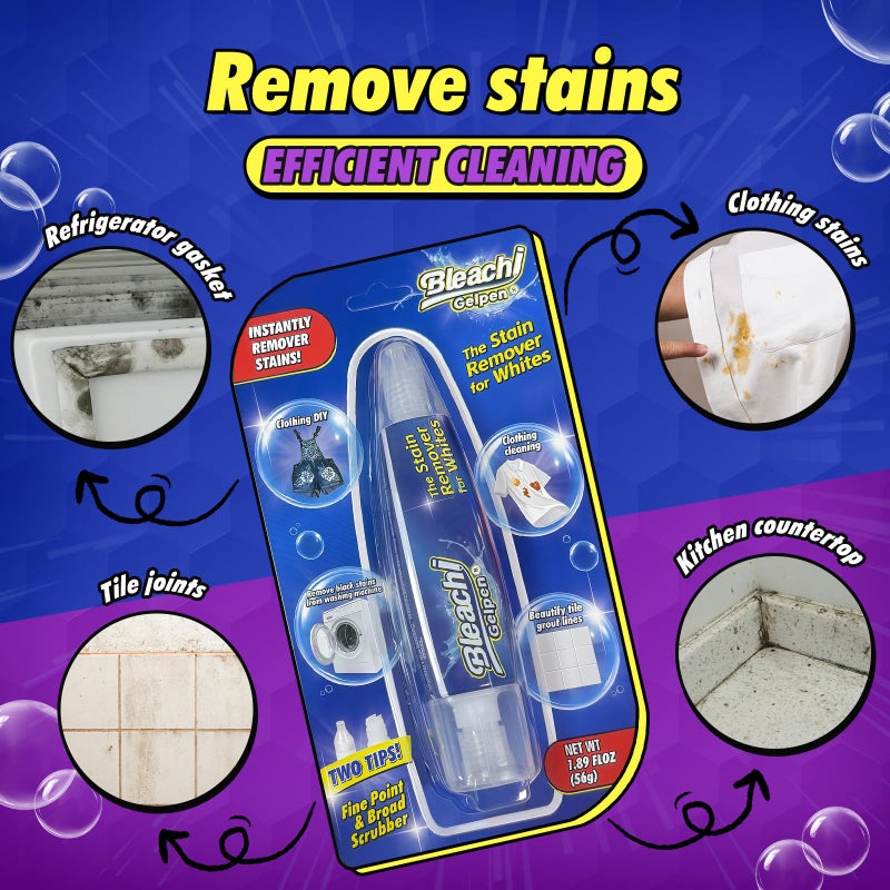 قلم مبيض للملابس، قلم مبيض، قلم مزيل للبقع، تصميم DIY مبيض للملابس، ملحقات السفر، يزيل البقع على الفور، أبيض لؤلؤي (1.89 أونصة سائلة (عبوة من 1)، ليمون) - Image 2