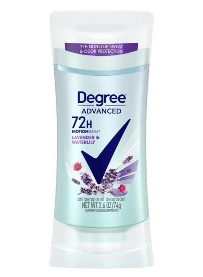 Degree Set of 2 Degree Advanced Antiperspirant Deodorant( Degree Advanced, 72H MotionSense Mint & Wild Flowers Antiperspirant Deodorant 74 Grams , And Degree Advanced Lavender & Waterlily 72-Hour Sweat & Odor Protection Antiperspirant for Women 74 Grams ) - Image 3