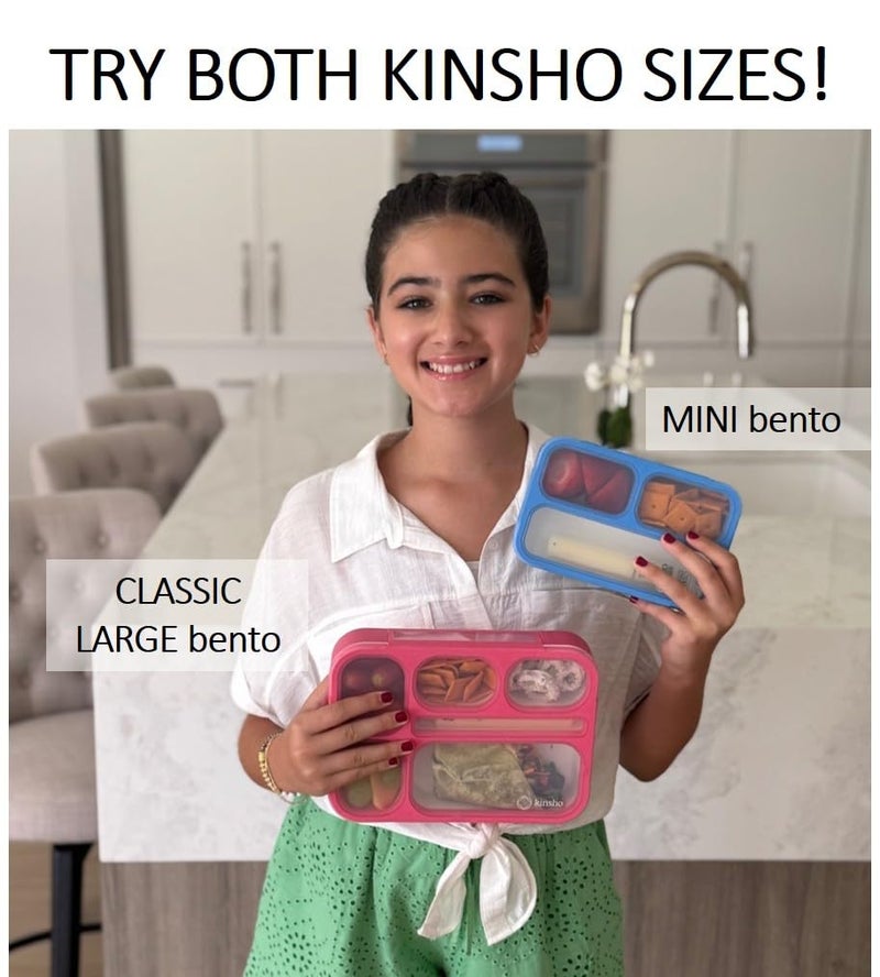 kinsho Snack Container - Small Bento Lunch Box for Kids Girls Boys Toddlers | MINI Leak-proof Boxes, Baby Bentobox for Daycare, Portion Containers, BPA-Free Pink and Blue Set of 2 - Image 5