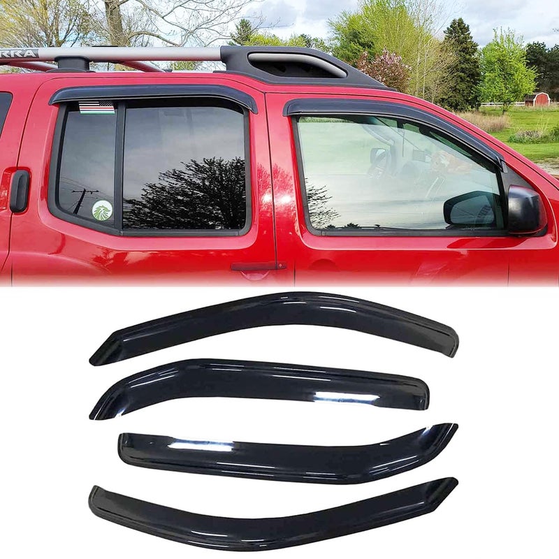 4pcs Original Shatterproof Rainproof Side Window Wind Deflectors for 0515 XterraTapeon Rain Guards SetsNice Looking Window Visors for CarsDurable Vent Deflector for Nissan Xterra 20052015 94539