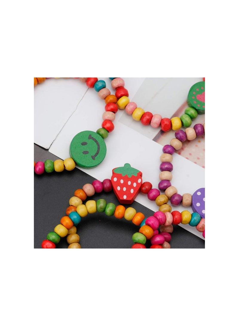 GGOOT 12Pcs Colourful Wooden Bracelets Little Girls Bracelets Kit Kids Fashion Jewelry - Image 4