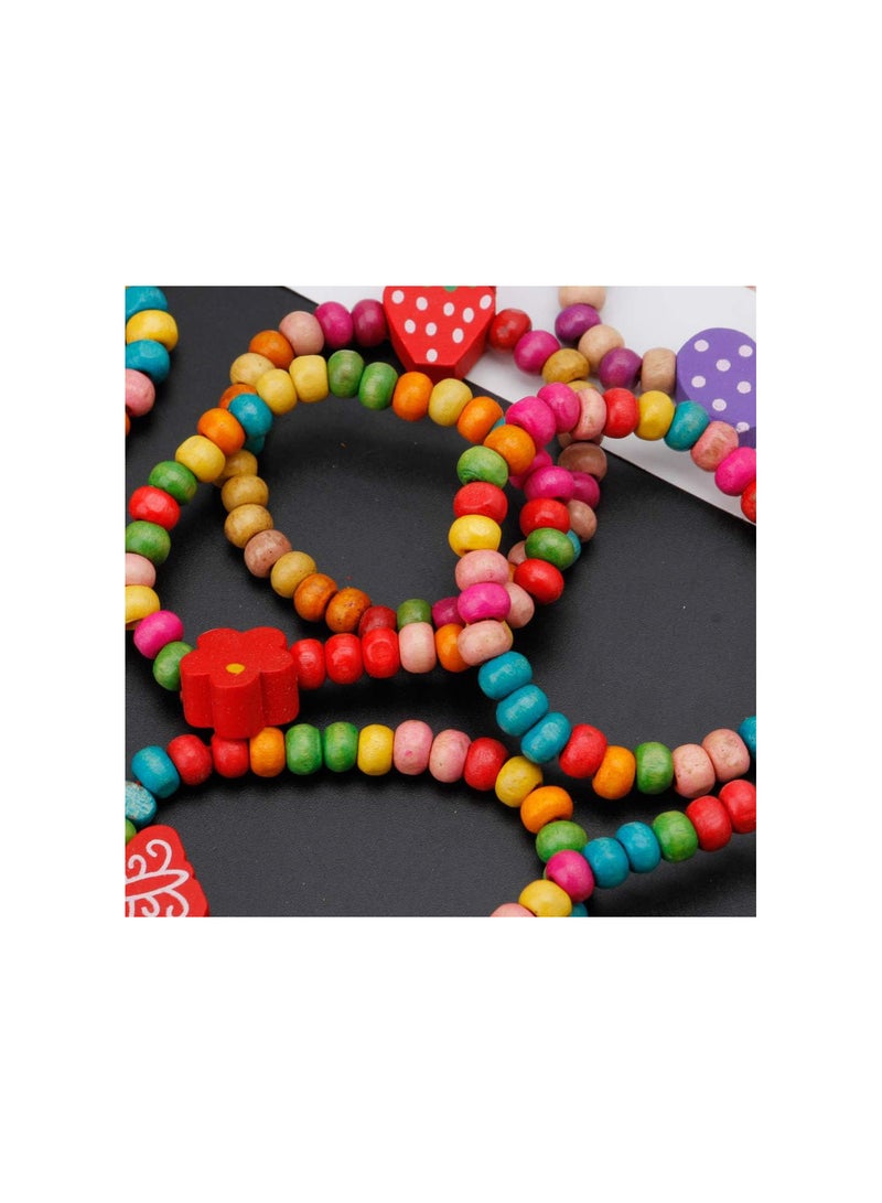 GGOOT 12Pcs Colourful Wooden Bracelets Little Girls Bracelets Kit Kids Fashion Jewelry - Image 5