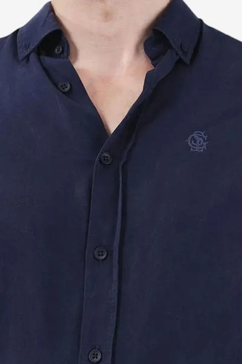 Giesto Navy Blue GIESTO Tencel Button-Up Shirt for Men | Best Price UAE