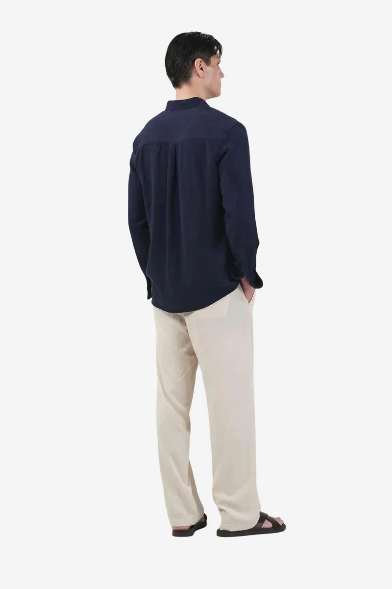 Giesto Navy Blue GIESTO Tencel Button-Up Shirt for Men | Best Price UAE