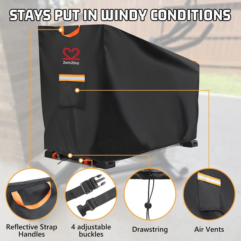 2win2buy Exercise Bike Cover, Stationary Bike Protective Cover 600D Oxford Waterproof Upright Cycling Bicycle Covers Outdoor & Indoor Storage for Peloton Bike+, Schwinn, NordicTrack s22, Schwinn, Echelon - Image 4