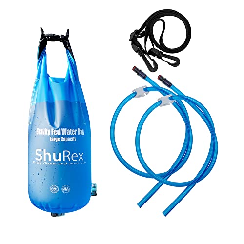 Shurex 3Gal GravityFed Water Bag with 2 Outlet Pipes for Sawyer Water Filtration System Survival Water Filter Straw Compatible with LifeStraw and Other Water Filter Straw BPAFree 12L3Gal - Image 1