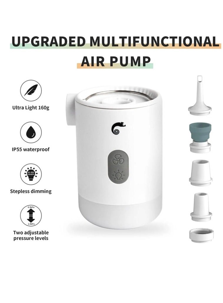 Generic Portable Mini Air Pump, Rechargeable Battery 4 In 1 Electric Air Pump, Ultralight Inflator With LED Light And USB Charging For Sleeping Pads, Air Mattress, Pool Toys, Floats, (White) - Image 5