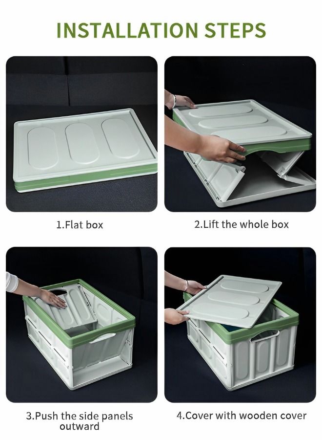 GROIC Collapsible Storage Bin with Lid, Plastic Box  Saving Space, Trunk Foldable Organizer Durable Non Slip Lightweight for Car, SUV, Truck, Van, Home, Camping Outdoor (Green 30L)  - Image 4