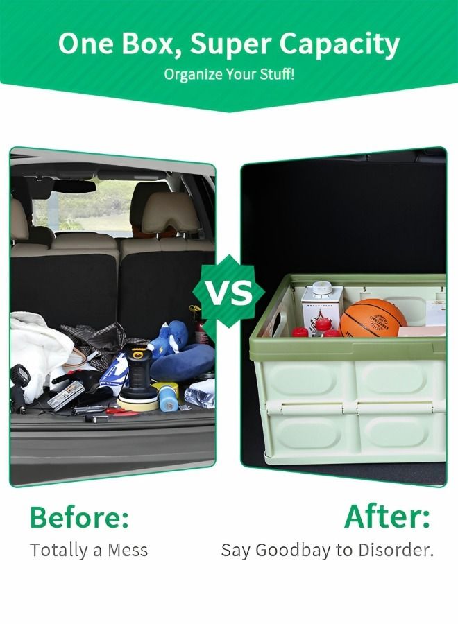 GROIC Collapsible Storage Bin with Lid, Plastic Box  Saving Space, Trunk Foldable Organizer Durable Non Slip Lightweight for Car, SUV, Truck, Van, Home, Camping Outdoor (Green 30L)  - Image 2