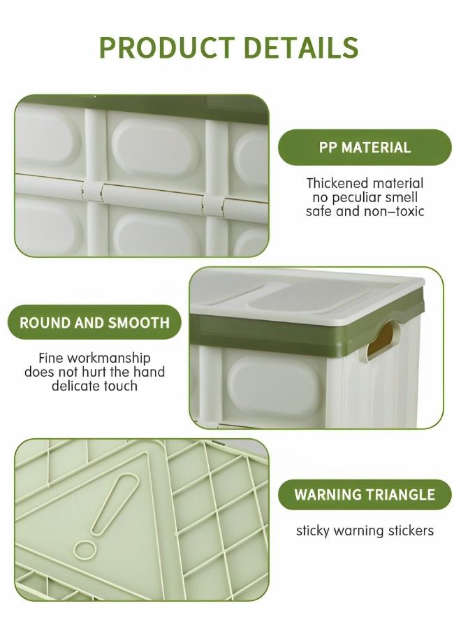 GROIC Collapsible Storage Bin with Lid, Plastic Box  Saving Space, Trunk Foldable Organizer Durable Non Slip Lightweight for Car, SUV, Truck, Van, Home, Camping Outdoor (Green 30L)  - Image 3