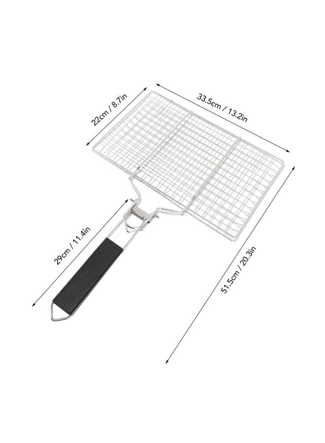 Stainless Steel Fish Grill Basket for Outdoor BBQ - Foldable Grilling Basket with Removable Handle and Fish Clip, 304 Stainless Steel Vegetable Shrimp Seafood Basket for Camping and Picnics - Image 2