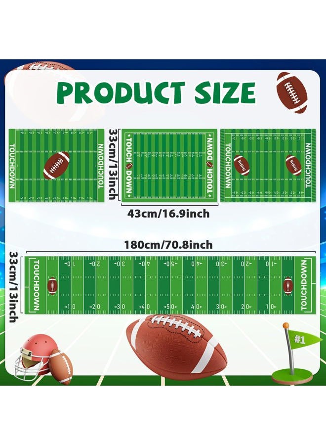 OBUSATT 7Pcs Football Party Decorations Green Touchdown Placemats and Table Runner Sport Football Grass Dining Table Placemats Football Field Table Runner Party Decor for Game Days Seasonal Home Kitchen - Image 2