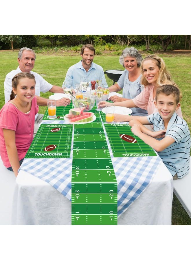 OBUSATT 7Pcs Football Party Decorations Green Touchdown Placemats and Table Runner Sport Football Grass Dining Table Placemats Football Field Table Runner Party Decor for Game Days Seasonal Home Kitchen - Image 4