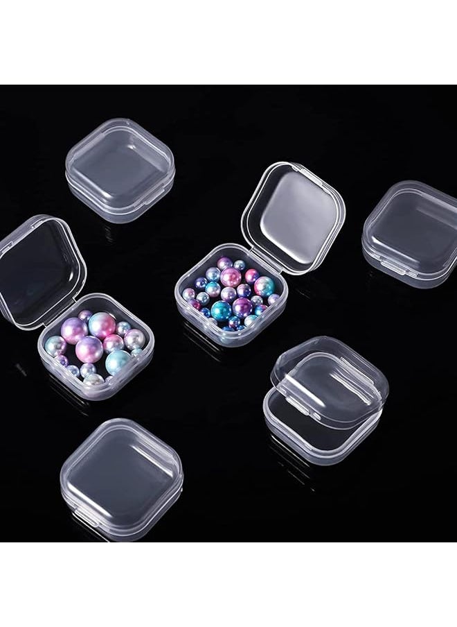 KASTWAVE Box 6 Pack Small Clear Plastic Storage Containers With Hinged Lids For Organizing Mini Beads Storage Containers Box For Jewelry Hardware Crafts Pills Tiny Beads (1.37 X 1.37 X 0.7 In)  - Image 1