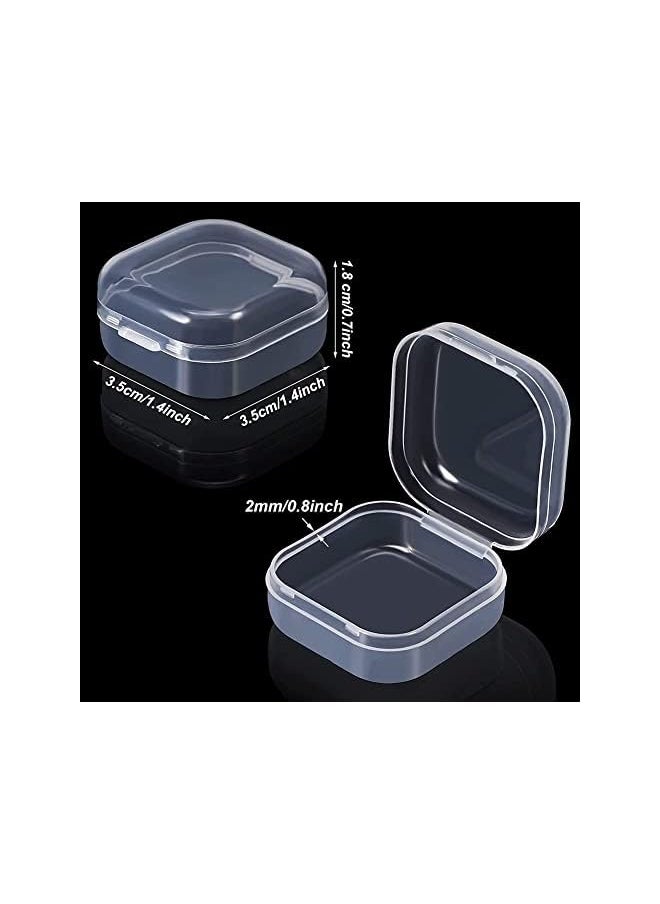 KASTWAVE Box 6 Pack Small Clear Plastic Storage Containers With Hinged Lids For Organizing Mini Beads Storage Containers Box For Jewelry Hardware Crafts Pills Tiny Beads (1.37 X 1.37 X 0.7 In)  - Image 2