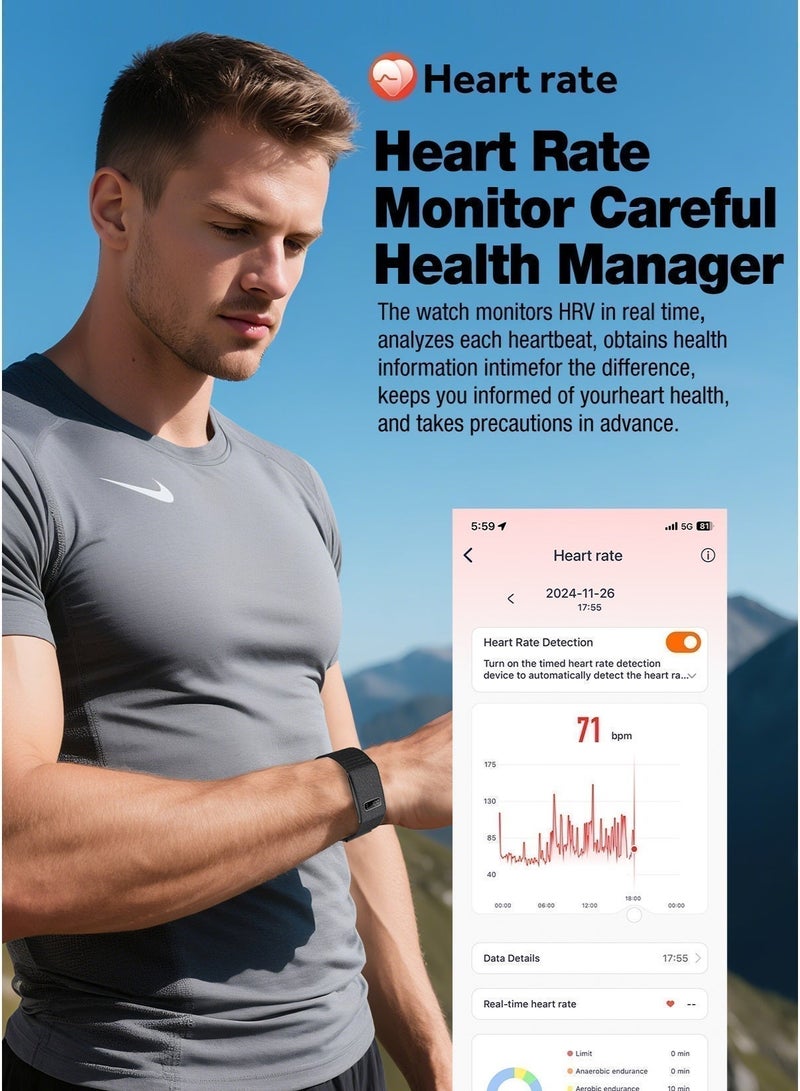 KAZA Fitness Tracker with Small Screen, GPS Running Trajectory, Call Reminder and 1ATM Waterproof Wristband for Men and Women - Black - Image 4