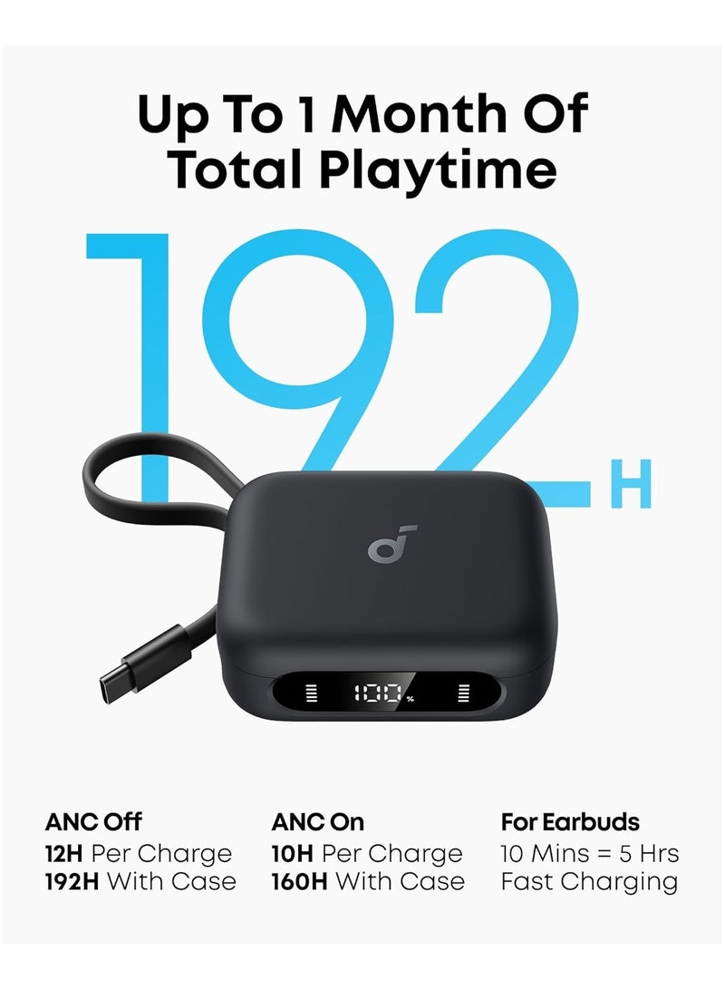 Soundcore P41i by Anker Adaptive Noise Cancelling Earbuds with Portable Phone Charger (Built-in USB-C Cable), 192-h Playtime, Immersive Sound, 6-Mic AI Calls, IPX5 Wireless Earbuds, Bluetooth 5.3 Black - Image 4