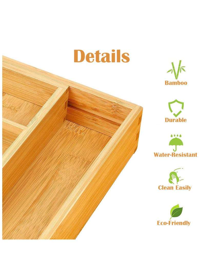 Blythornix Kitchen Cutlery Tray Bamboo, Silverware Drawer Organizer Utensil Trays, Kitchen Container and Storage Expandable Flatware Holder 6-8 Compartments 43 x 32 cm - Image 4