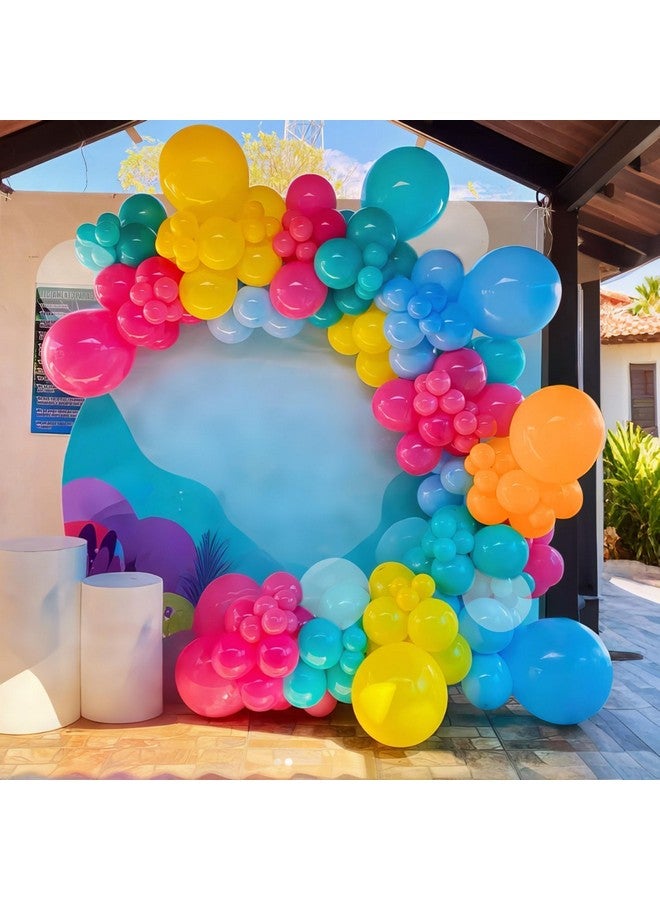 Sowide Pool Party Balloons, 60pcs 12 Inch Blue Green Orange Yellow Hot Pink Teal Clear Balloons for Kids Sea Life Theme Birthday Pool Beach Theme Party Decorations - Image 4