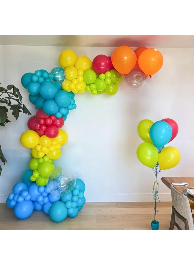 Sowide Pool Party Balloons, 60pcs 12 Inch Blue Green Orange Yellow Hot Pink Teal Clear Balloons for Kids Sea Life Theme Birthday Pool Beach Theme Party Decorations - Image 5