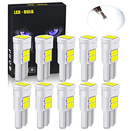 YEERON Interior Exterior Lighting Ceramics T10 LED Light Super Bright 6x5630SMD Chips 168 194 2825 W5W LED Bulbs for Side Marker Door Wedge lights,White 6000K.10-Pack. - Image 1