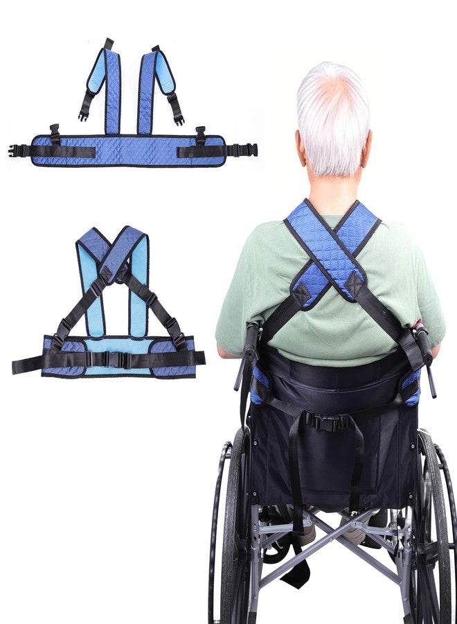 OUWERALL Wheelchair Harness, Wheelchair Seat Belt for Adults - Nursing Home Safety/Elderly Fall Prevention/Daily Care, Adjustable 40" Length with Locking Buckles & Anti-Slip Stabilizing Support (Vest Style) - Image 1