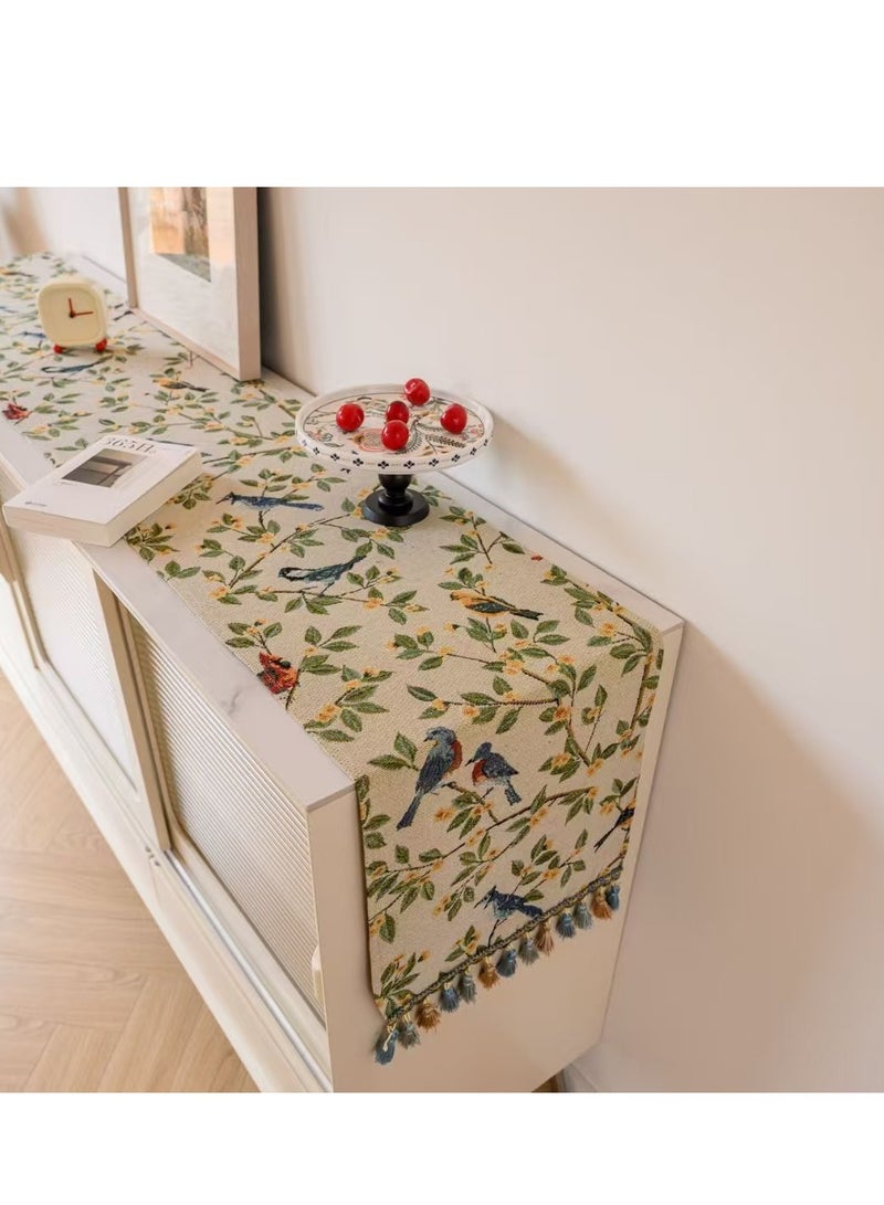 Table Runner for Home Decor with Colorful Tassels Long Farmhouse Country Table Runner for Boho Dining Bedroom Decor Rustic Bridal Shower - Image 1