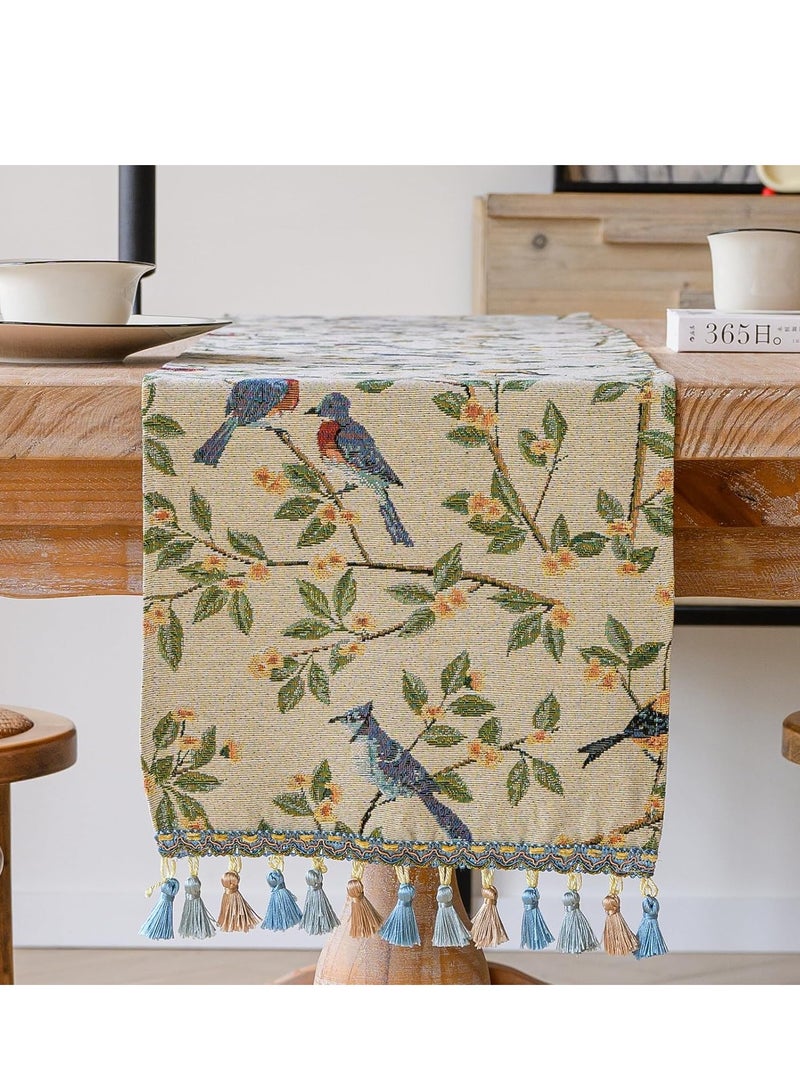 Table Runner for Home Decor with Colorful Tassels Long Farmhouse Country Table Runner for Boho Dining Bedroom Decor Rustic Bridal Shower - Image 3