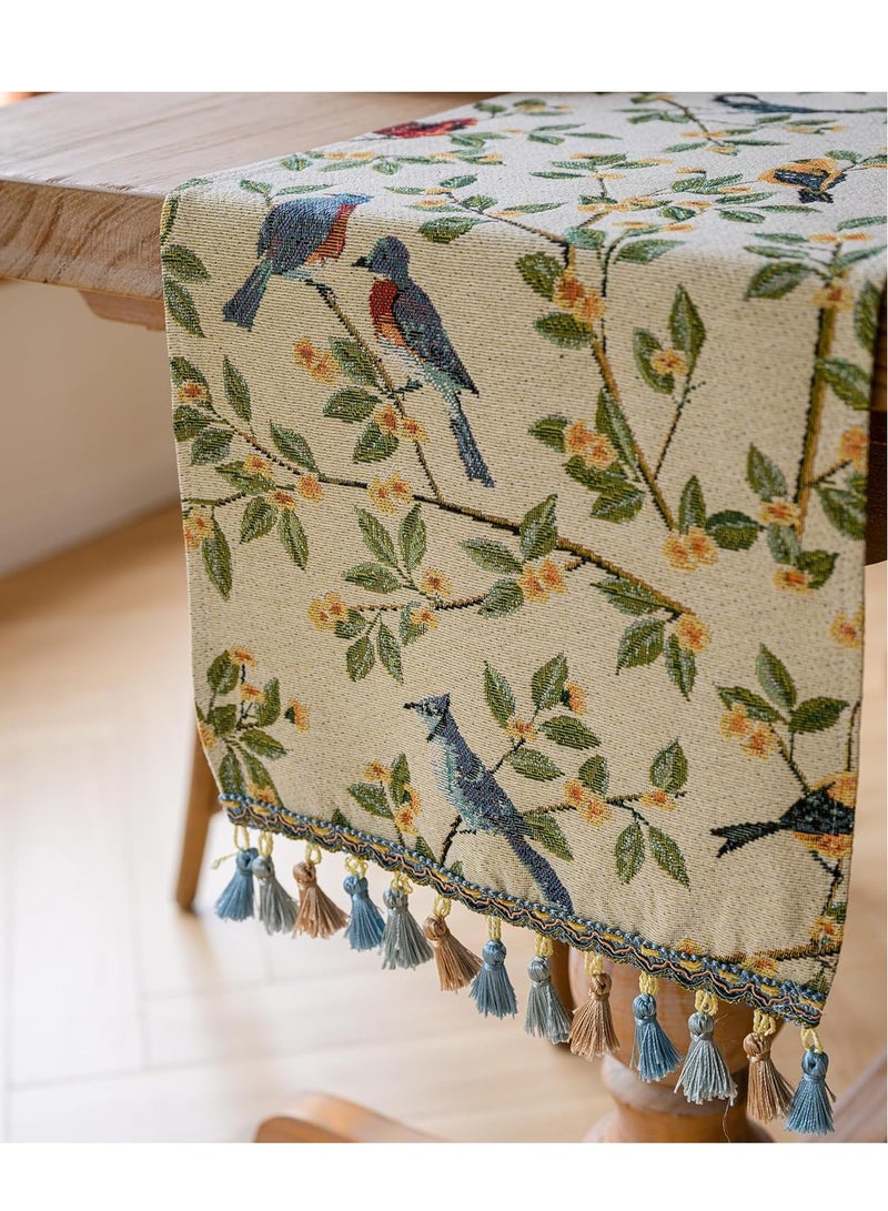 Table Runner for Home Decor with Colorful Tassels Long Farmhouse Country Table Runner for Boho Dining Bedroom Decor Rustic Bridal Shower - Image 4