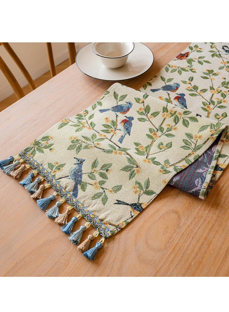 Table Runner for Home Decor with Colorful Tassels Long Farmhouse Country Table Runner for Boho Dining Bedroom Decor Rustic Bridal Shower - Image 5