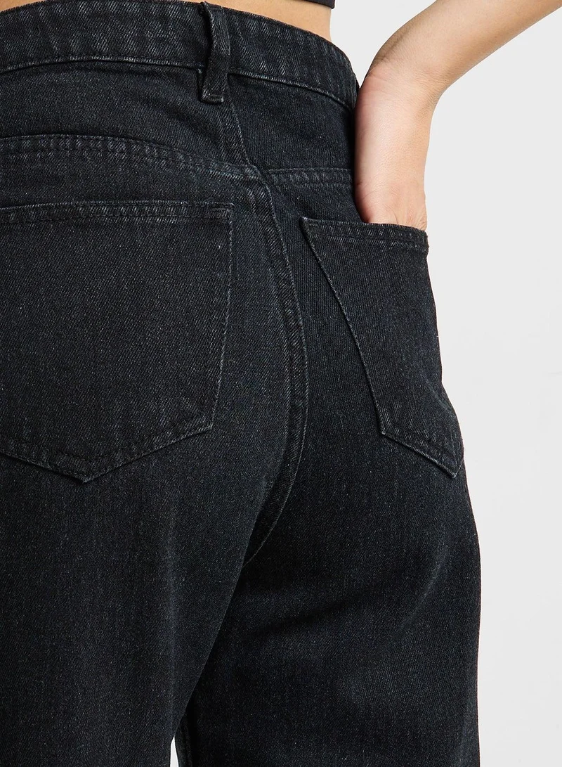 Ginger Black Mid Rise Wide Leg Jeans for Women | Best Price UAE