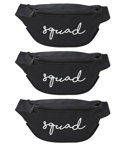 Funky Junque Bachelorette Party Favors Accessories Bridesmaid Fanny Pack Belt Bag Bachelorette Gifts for Bride 3 Pack Squad Black - Image 1