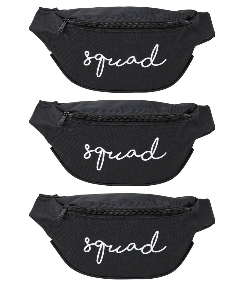 Funky Junque Bachelorette Party Favors Accessories Bridesmaid Fanny Pack Belt Bag Bachelorette Gifts for Bride 3 Pack Squad Black - Image 2