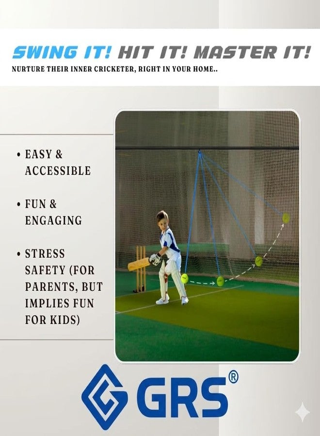 Grès Cotton Hanging Tennis Ball for Kids | Cricket Hanging Ball for Practice | Easy to Hang & Ideal for Indoor and Outdoor Batting and Heavy Training | with Carry Pouch (Pack of 1), Green - Image 4