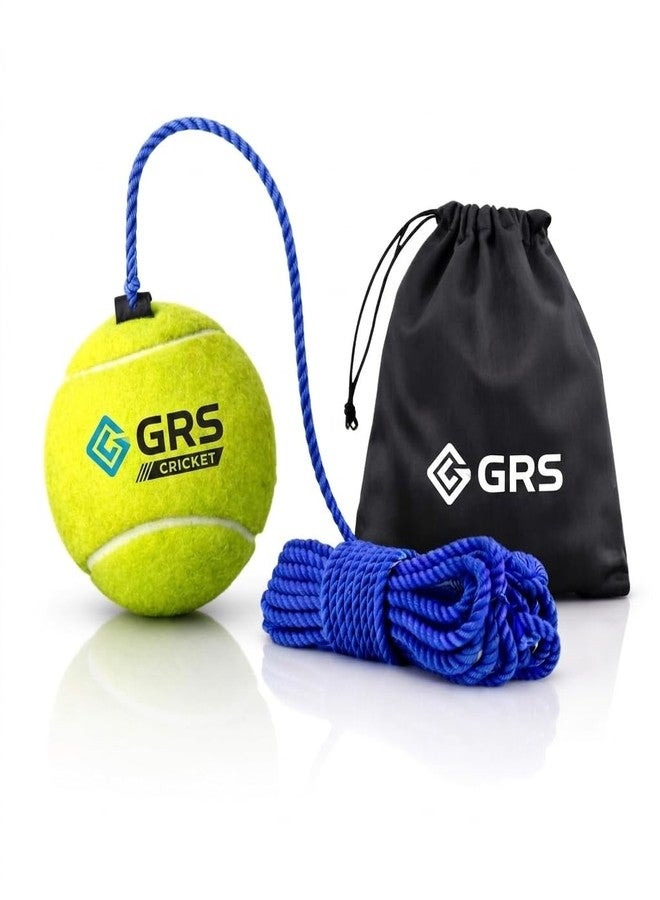 Grès Cotton Hanging Tennis Ball for Kids | Cricket Hanging Ball for Practice | Easy to Hang & Ideal for Indoor and Outdoor Batting and Heavy Training | with Carry Pouch (Pack of 1), Green - Image 1
