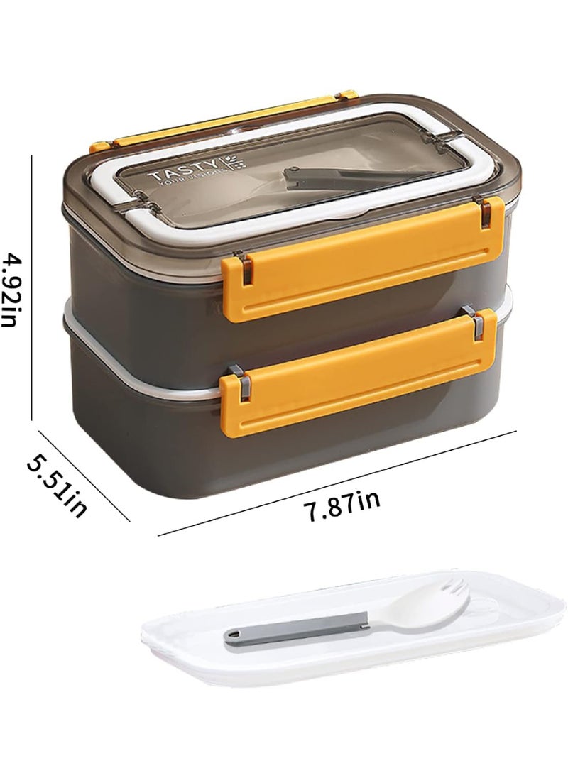 Rock Pow Stainless Steel Lunch Box - Insulated Bento Box Multifunctional Containers Food Containers with 2 Compartments,Tableware, Nylon insulation bag (1.6L Grey)  - Image 2