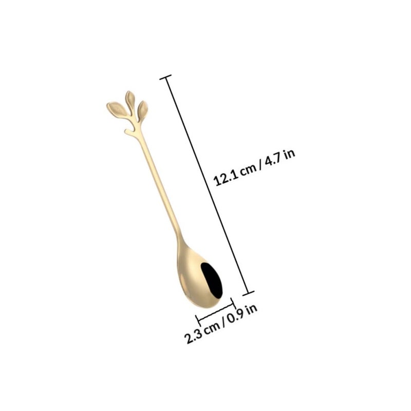12Pcs Gold Leaf Stainless Steel Dessert Spoons and Forks Set for Dining Entertaining - Image 3