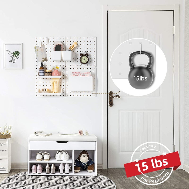 VUSIGN Peg Board Combination Kit, 22"x22" Pegboards and Accessories for Wall Organization with Two Installation Modes, Pegboard Wall Organizer for Office, Home, Desk,White Peg Board - Image 4