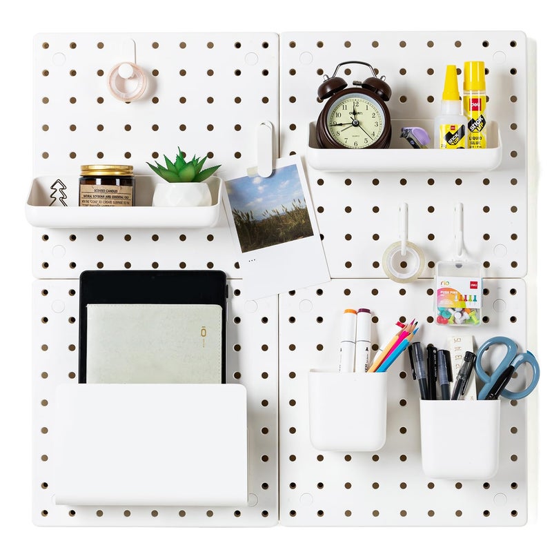 VUSIGN Peg Board Combination Kit, 22"x22" Pegboards and Accessories for Wall Organization with Two Installation Modes, Pegboard Wall Organizer for Office, Home, Desk,White Peg Board - Image 1